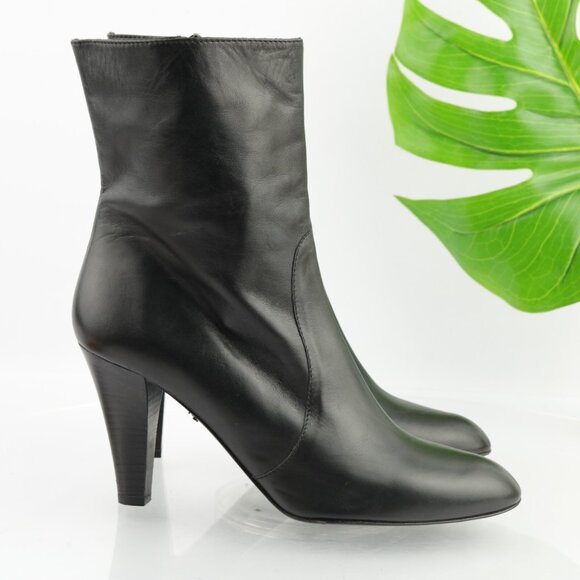 Coach Womens Melinda Boots Size 9.5 Black Leather High Heel Bootie Elegant Italy - Picture 1 of 12